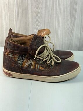 Inkkas Brown Leather Camping‎ Boots Outdoor Hiking Shoe M 9/W 11 Peruvian Fabric